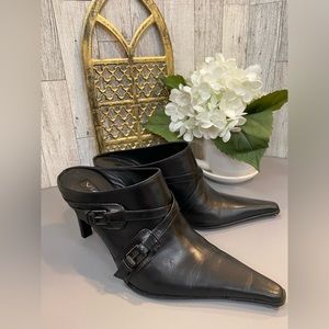 Via Spiga Black Leather Heel Bootie